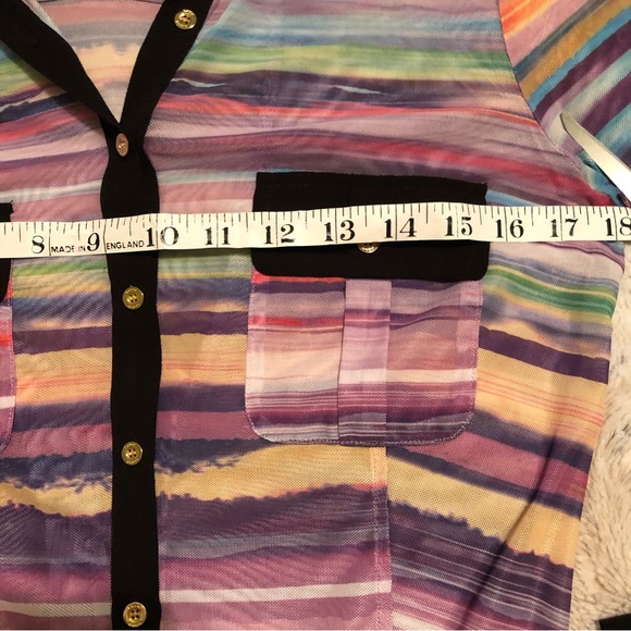 Y2k sheer multicolour Bebe button up size XS - Picture 6 of 8